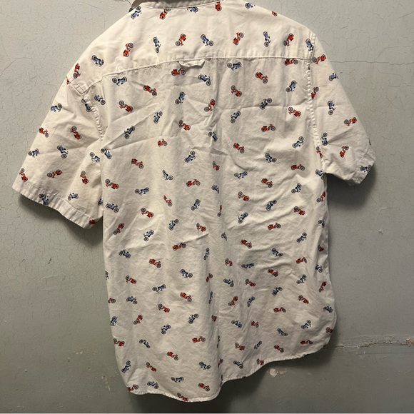 denim and flower shirt slim fit Mens Large White Bicycle Print - Picture 3 of 4